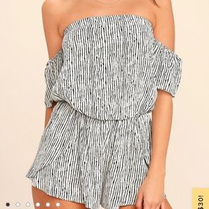 Lulu’s striped off the shoulder romper